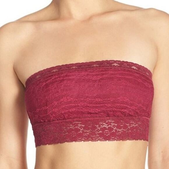 Free People Intimately Women's Pink Lacey Floral Bandeau Bra Size Medium - Picture 1 of 6